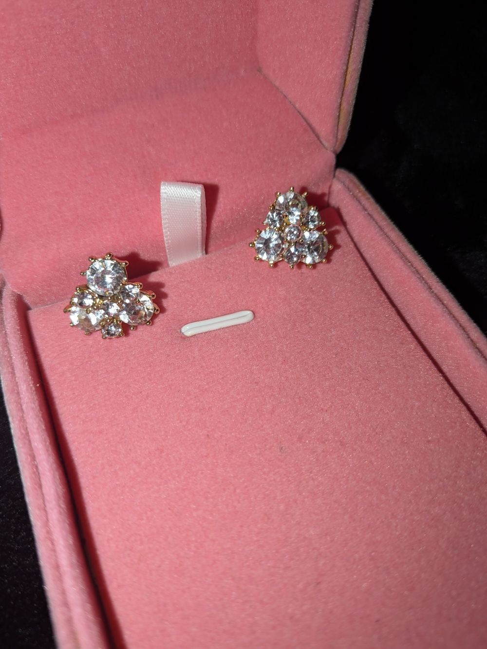 Gold Crystal Cluster Stud Earrings - Clear